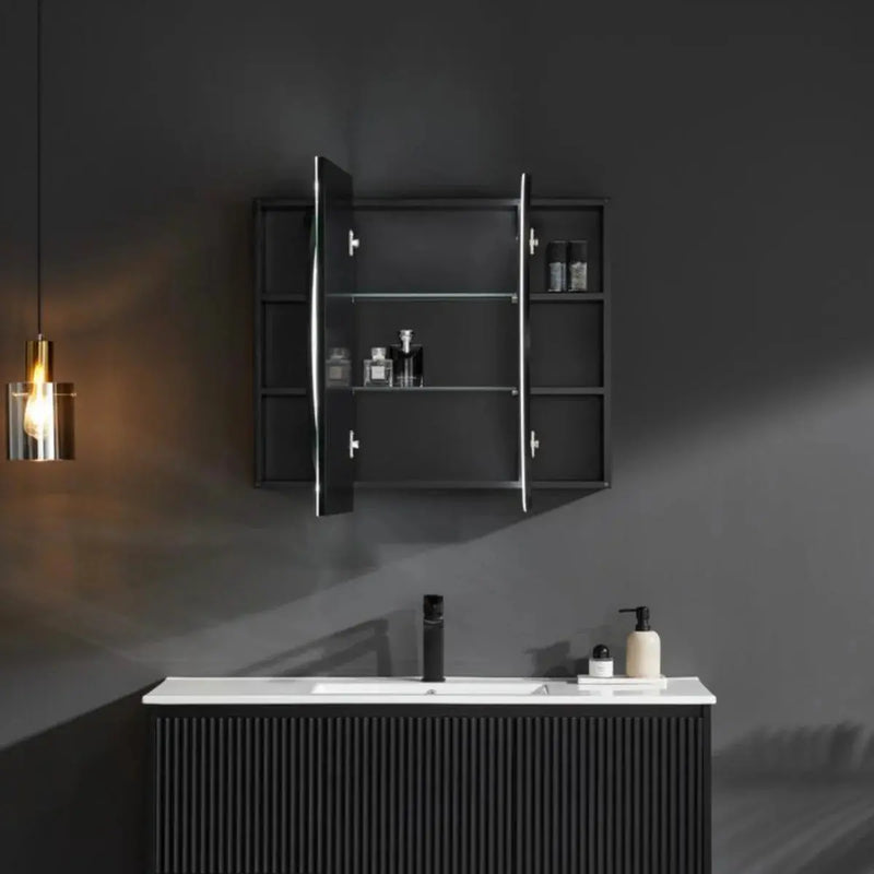 OLIVIA MIRROR SHAVING CABINET MATTE WHITE/MATTE BLACK 750X1200mm CETO