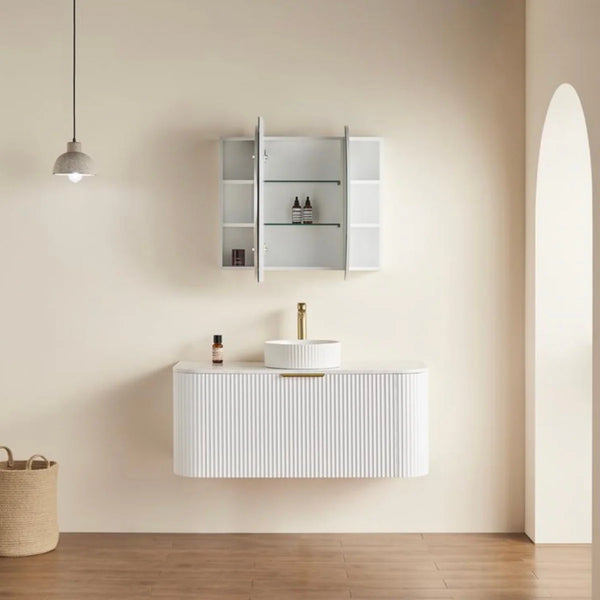 OLIVIA MIRROR SHAVING CABINET MATTE WHITE/MATTE BLACK 750X1200mm