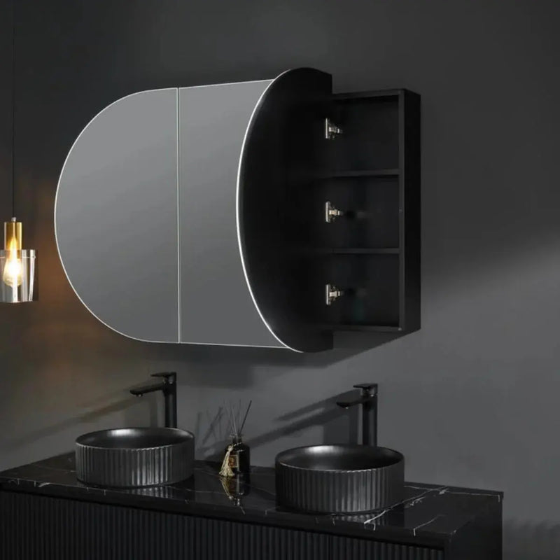 OLIVIA MIRROR SHAVING CABINET MATTE BLACK/MATTE WHITE 800X1500mm CETO