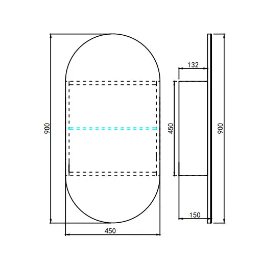 Allison Pill 3Lights PVC Shaving Cabinets (450x900mm)