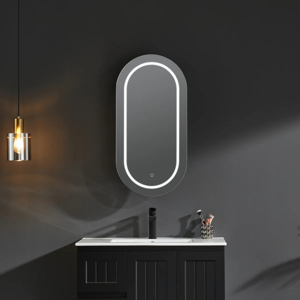 OLIVIA LED MIRROR SHAVING CABINET MATTE WHITE/MATTE BLACK 450X900MM