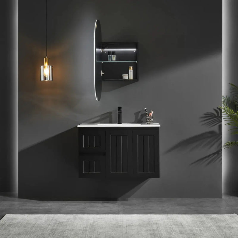 OLIVIA LED MIRROR SHAVING CABINET MATTE WHITE/MATTE BLACK 450X900MM CETO