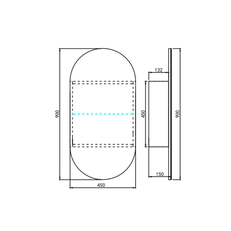 OLIVIA MIRROR SHAVING CABINET MATTE BLACK/ MATTE WHITE 450X900mm CETO