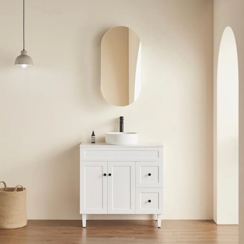 OLIVIA MIRROR SHAVING CABINET MATTE BLACK/ MATTE WHITE 450X900mm