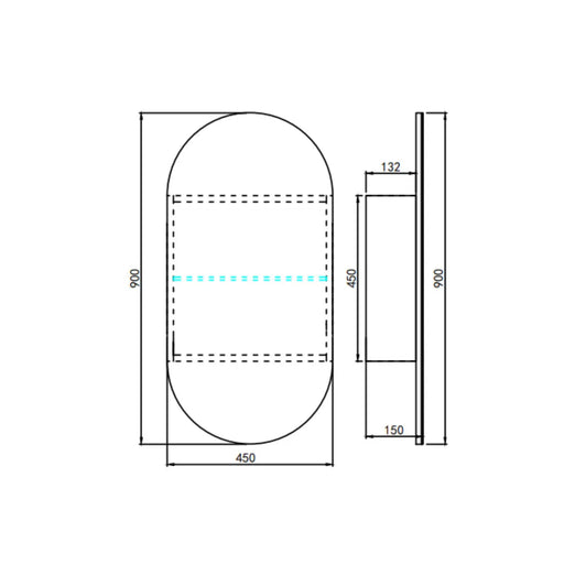 OLIVIA MIRROR SHAVING CABINET MATTE BLACK/ MATTE WHITE 450X900mm CETO