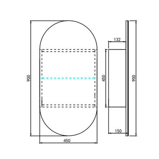 Allison Pill 3Lights PVC Shaving Cabinets (450x900mm) Lukka