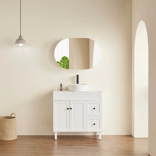 OLIVIA  MIRROR SHAVING CABINET MATTE WHITE/MATTE BLACK 600X900MM CETO