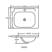 Opal 600mm Ceramic Top Vanity Basin mercioaustralia
