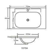 Opal 750mm Ceramic Top Vanity Basin mercioaustralia