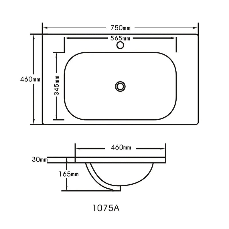 Opal 750mm Ceramic Top Vanity Basin mercioaustralia