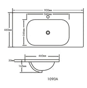 Opal 900mm Ceramic Top Vanity Basin mercioaustralia