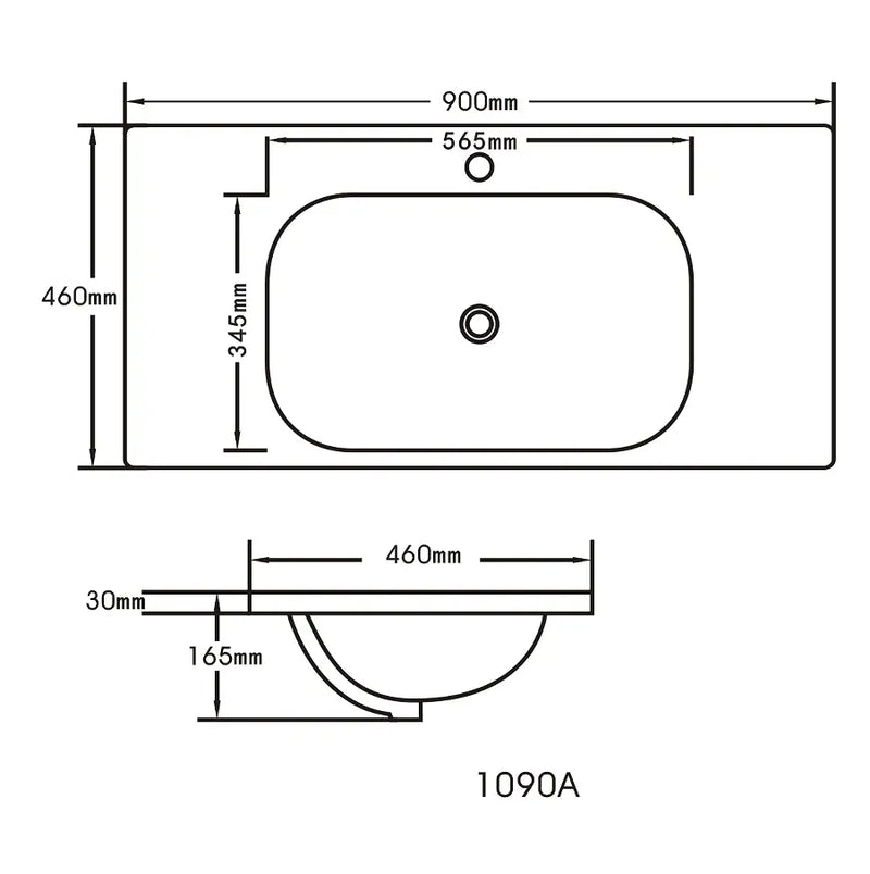 Opal 900mm Ceramic Top Vanity Basin mercioaustralia