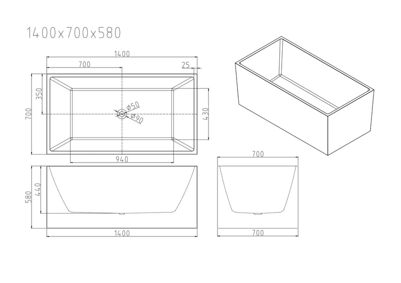 Orta Multi-Fit Freestanding Bathtub - Gloss White mercioaustralia