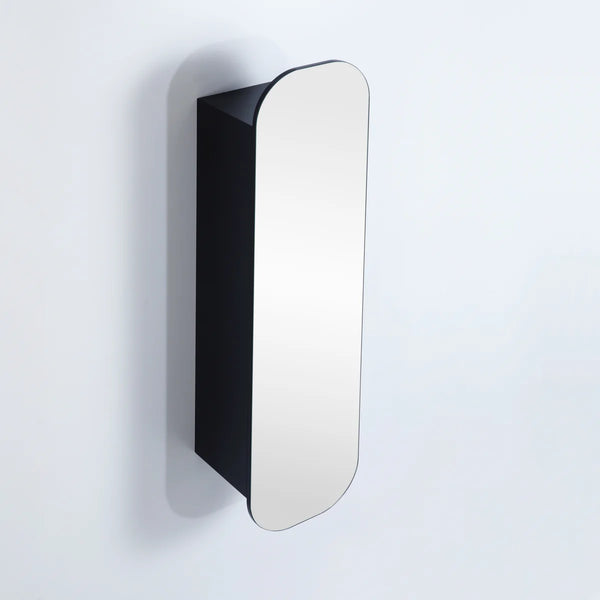 OLIVIA TALL BOY MIRROR SHAVING CABINET MATTE BLACK/MATTE WHITE 1500X400MM