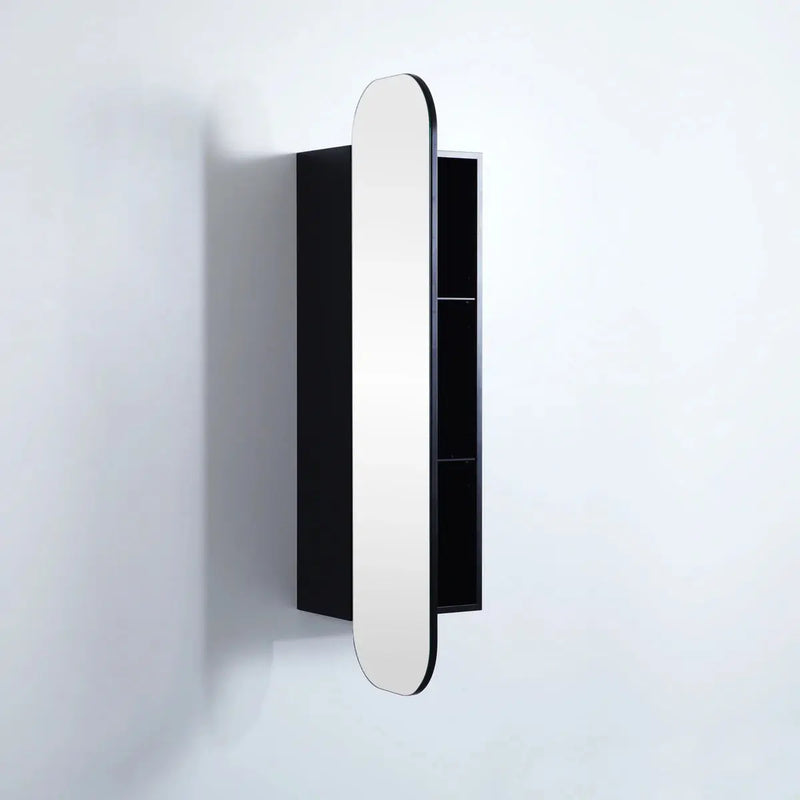 OLIVIA TALL BOY MIRROR SHAVING CABINET MATTE BLACK/MATTE WHITE 1500X400MM CETO