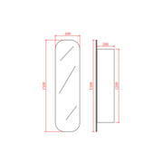 OLIVIA TALL BOY MIRROR SHAVING CABINET MATTE BLACK/MATTE WHITE 1500X400MM CETO
