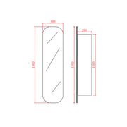 OLIVIA TALL BOY MIRROR SHAVING CABINET MATTE BLACK/MATTE WHITE 1500X400MM CETO