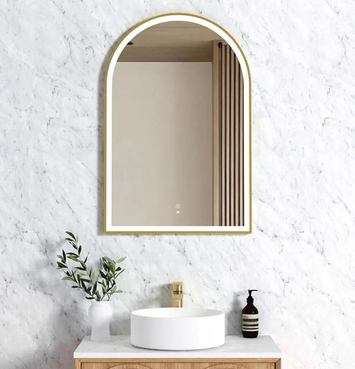 ARCHIE FRAMED LED MIRROR Gold Metal/Matte Black 900x600mm - FIL Kitchen Bathroom