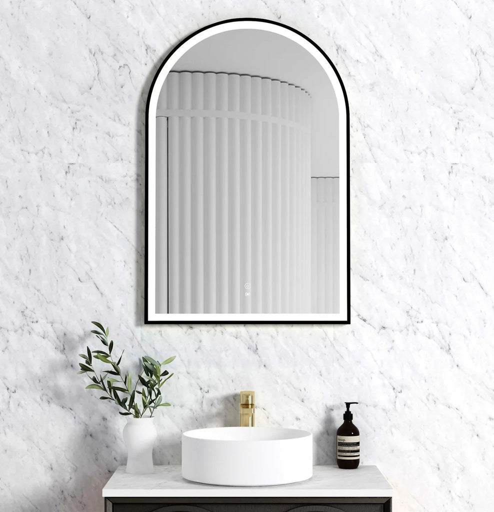 ARCHIE FRAMED LED MIRROR Gold Metal/Matte Black 900x600mm
