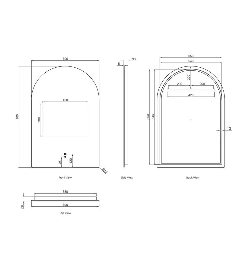 LED Archie Frameless Mirror 900(H)x600(W) - FIL Kitchen Bathroom