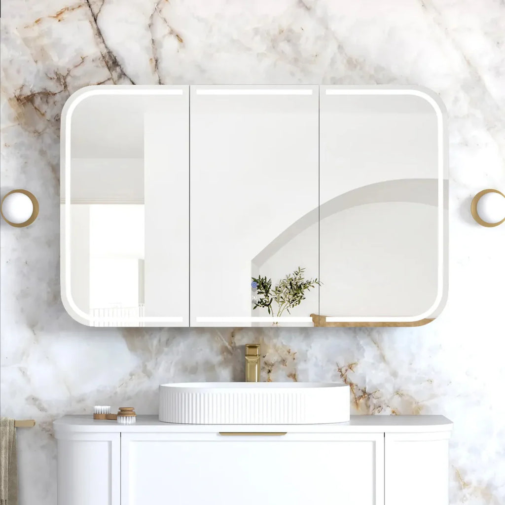Newport LED Shaving Cabinet Matte White 1200(W)x750(H)