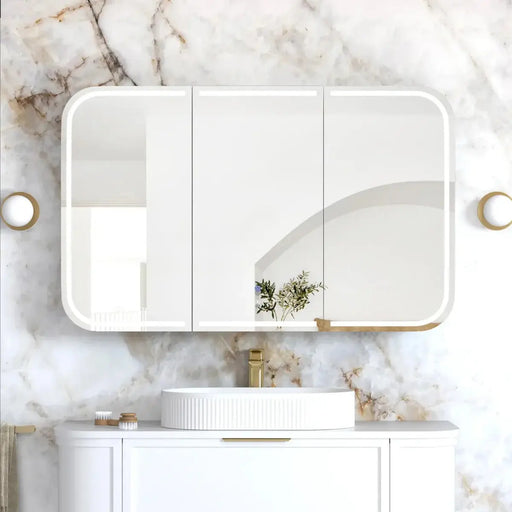 Newport LED Shaving Cabinet Matte White 1200(W)x750(H) - FIL Kitchen Bathroom