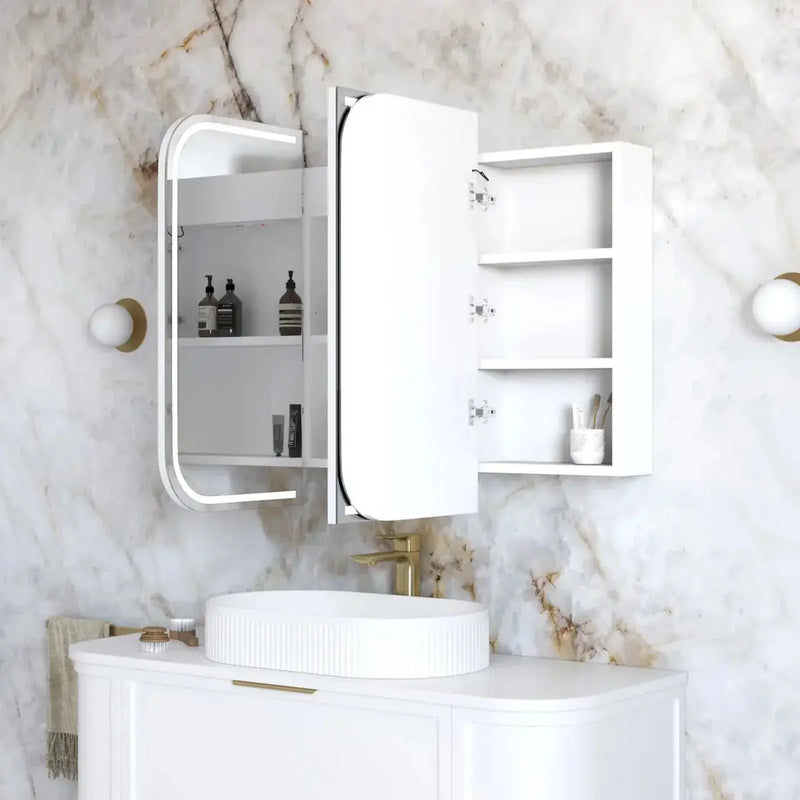 Newport LED Shaving Cabinet Matte White 1200(W)x750(H) - FIL Kitchen Bathroom