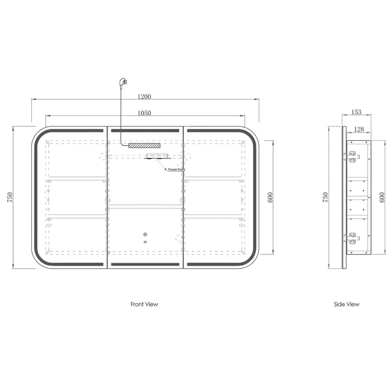 Newport LED Shaving Cabinet Matte White 1200(W)x750(H) - FIL Kitchen Bathroom