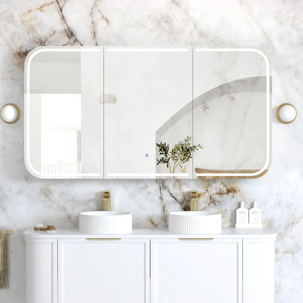 Newport LED Shaving Cabinet Matte White 1500(W)x750(H)