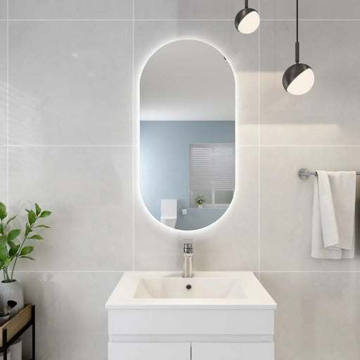 POSEIDON OVAL BACKLIT LED MIRROR 3 COLOUR LIGHTS 450X900MM - FIL Kitchen Bathroom