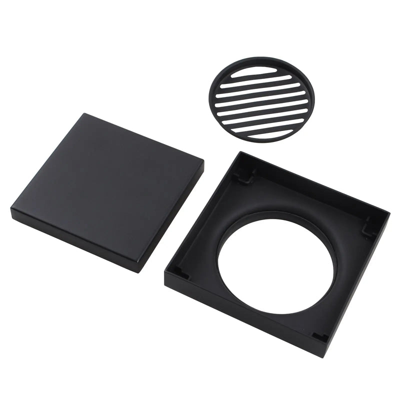 120x120mm Black Tile Insert Drain - FIL Kitchen Bathroom