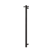 Round Vertical Brushed Brass Electric Heated Towel Rack Single Bar Aquaperla
