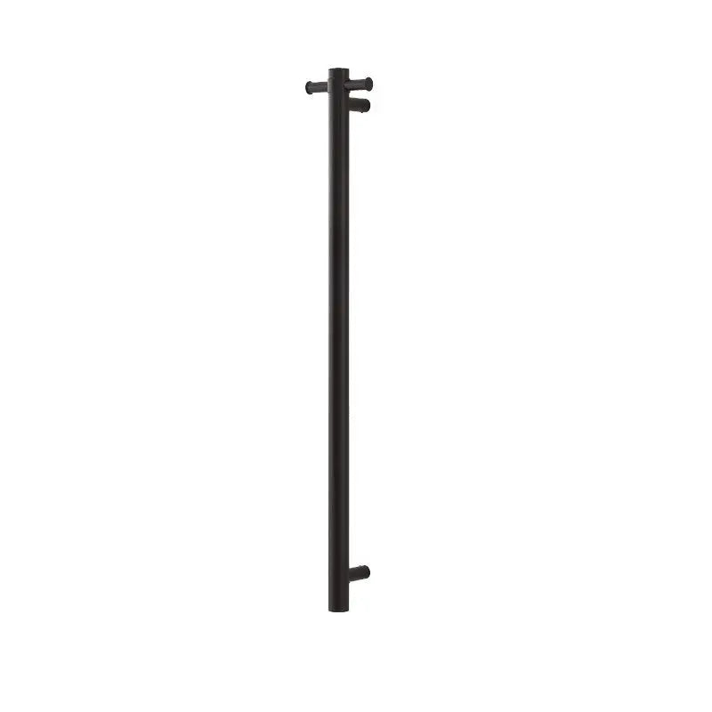 Round Vertical Brushed Brass Electric Heated Towel Rack Single Bar Aquaperla