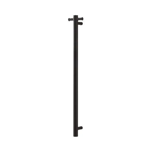Round Vertical Brushed Brass Electric Heated Towel Rack Single Bar Aquaperla