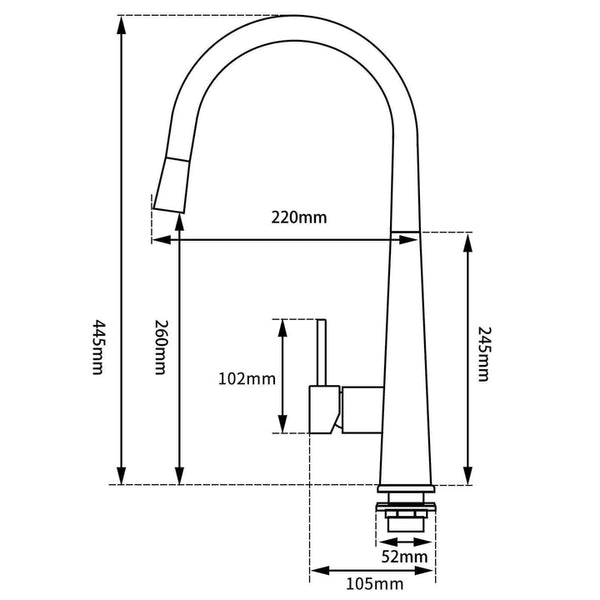 Round Kitchen Pull Out Sink Mixer Black