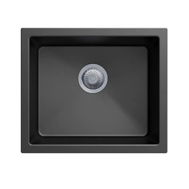 Black Carysil Granite Single Bowl Kitchen Sink 533x457mm Aquaperla
