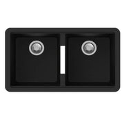 824x481x241mm Black Carysil Granite Double Bowl Kitchen Sink Aquaperla