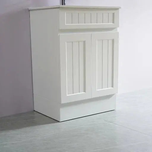 Acacia Shaker Pvc Free Standing Vanity Matte White 600mm/750mm/900mm - FIL Kitchen Bathroom