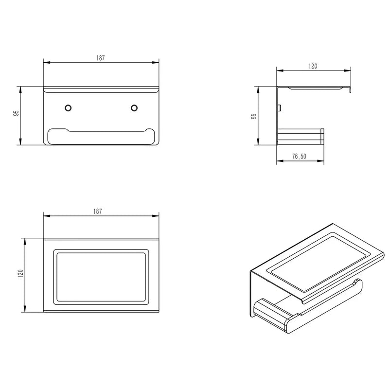 OSKAR PAPER HOLDER 187MM - FIL Kitchen Bathroom