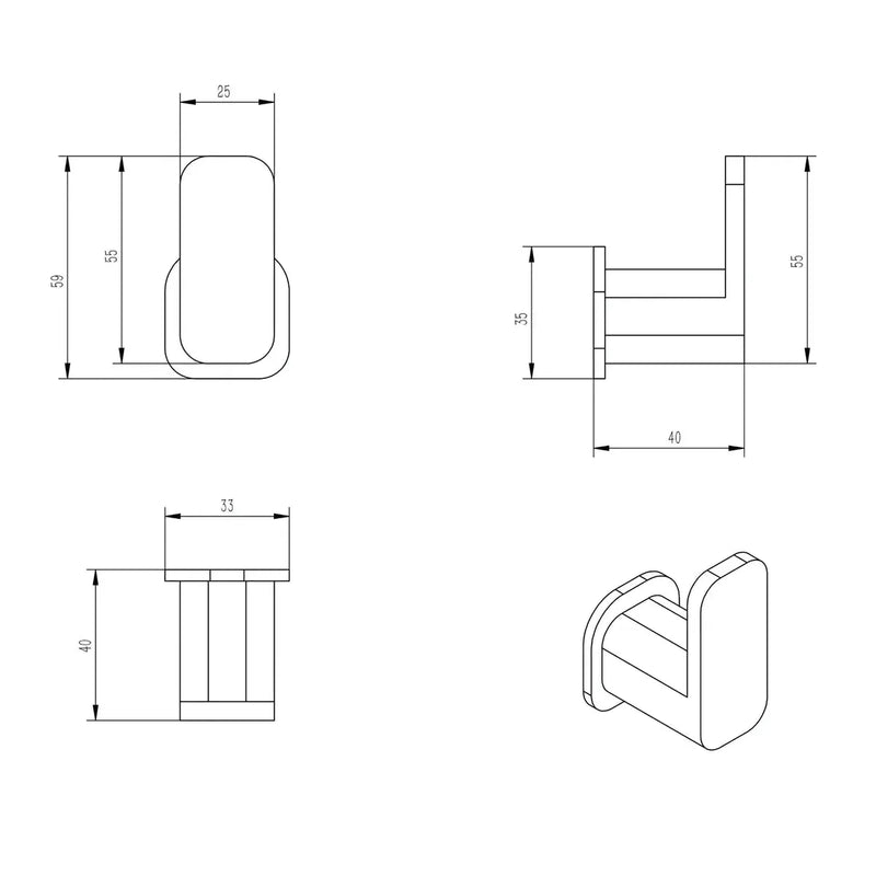 Oskar Robe Hook 59MM - FIL Kitchen Bathroom