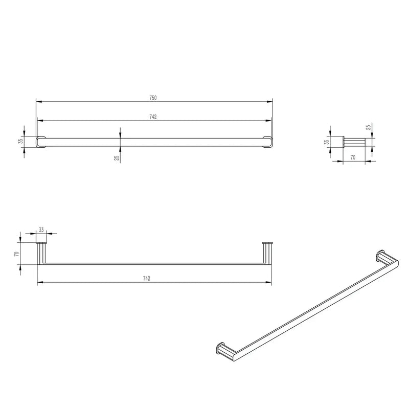 Oskar Single Towel Rail (600mm/750mm) - FIL Kitchen Bathroom