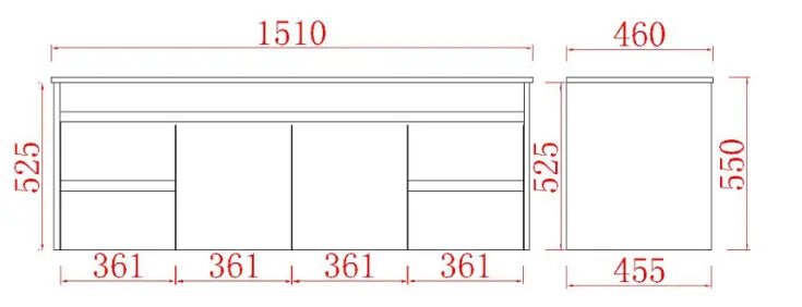 Poseidon White Polyurethane PVC -Standard Wall Hung Vanity (1200mm/1500mm) - FIL Kitchen Bathroom