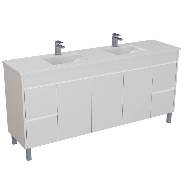 Poseidon White Polyurethane PVC -Standard Freestanding Vanity (1200mm/1500mm/1800mm) - FIL Kitchen Bathroom