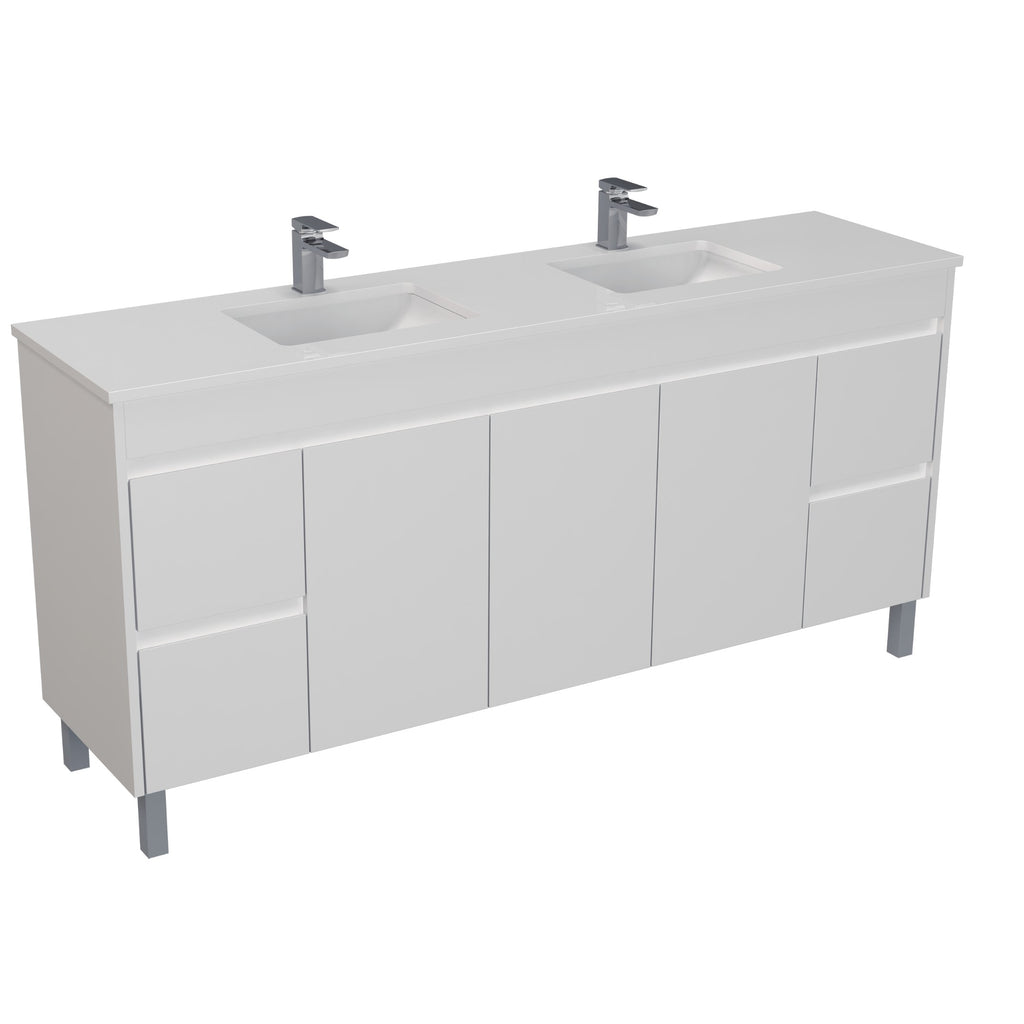 Poseidon White Polyurethane PVC -Standard Freestanding Vanity (1200mm/1500mm/1800mm)