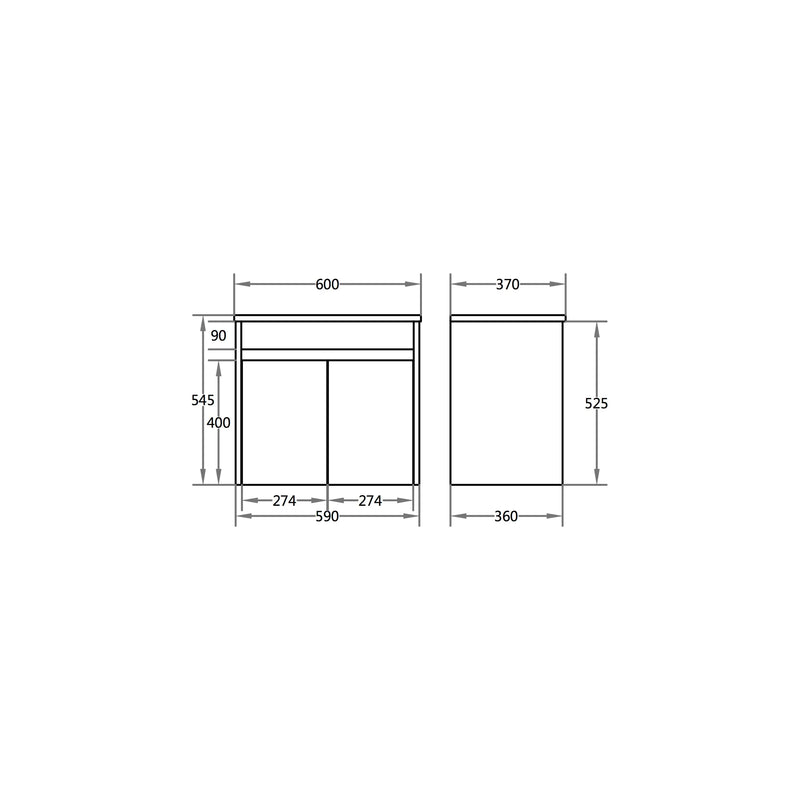 Poseidon White Polyurethane PVC- Narrow Wall Hung Vanity (600mm) - FIL Kitchen Bathroom
