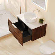 Paris 750mm Wall-Hung Vanity - Walnut Woodmatt mercioaustralia