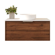 Paris 900mm Wall-Hung Vanity - Walnut Woodmatt mercioaustralia