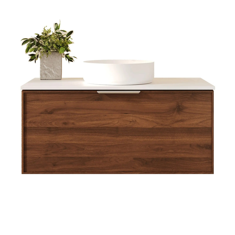 Paris 900mm Wall-Hung Vanity - Walnut Woodmatt mercioaustralia