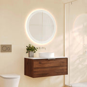 Paris 900mm Wall-Hung Vanity - Walnut Woodmatt mercioaustralia