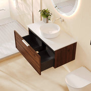 Paris 900mm Wall-Hung Vanity - Walnut Woodmatt mercioaustralia
